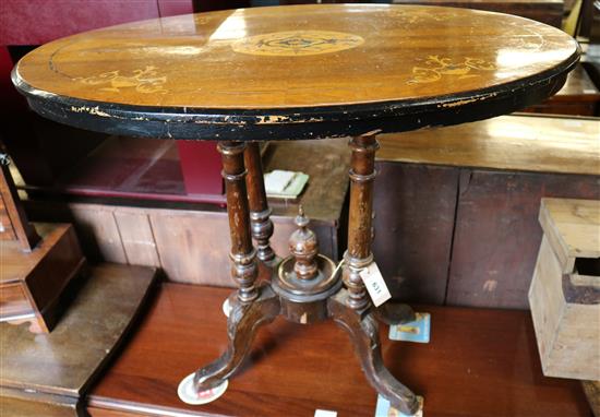 Victorian small marquetry loo table(-)